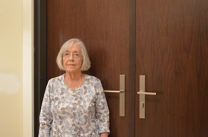 Shirley Deutsch'   s new front doors reach nearly to her shoulder, which she says makes it hard for her to open and close.