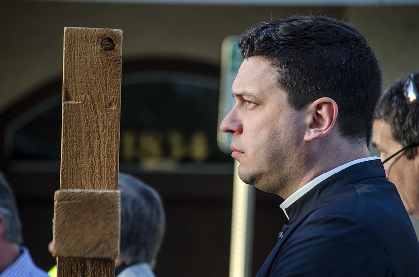 Rev. Chris Wood led the processional down Main Street.