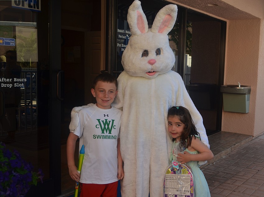 Gavin and Claire Amici pose with the Easter Bunny.