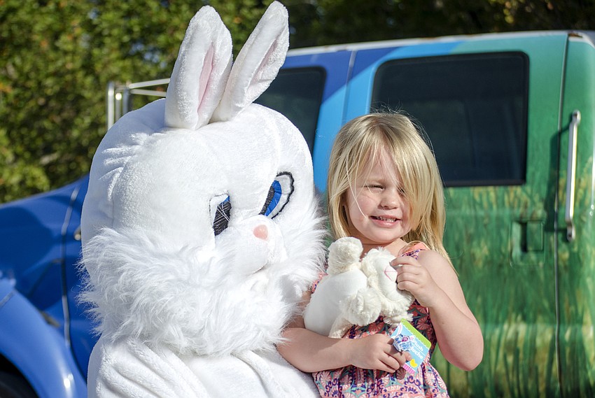 Andie Gray poses with the Easter bunny.