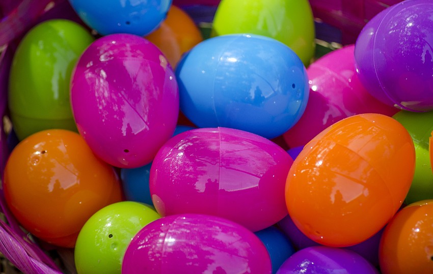 Participants collected multicolored Easter eggs.