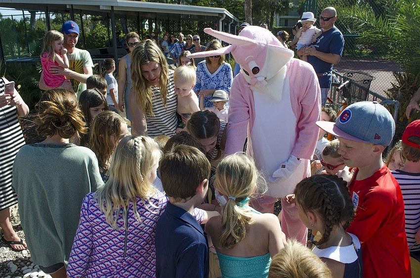 The Easter Bunny hands out candy to eventgoers at the Casa Del Mar Beach Resort Easter egg hunt on April 16 at Casa Del Mar.