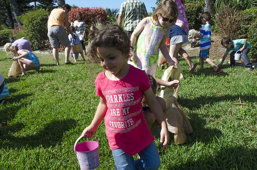 Natalina Bastianello searches for candy at the Casa Del Mar Beach Resort Easter egg hunt on April 16 at Casa Del Mar.