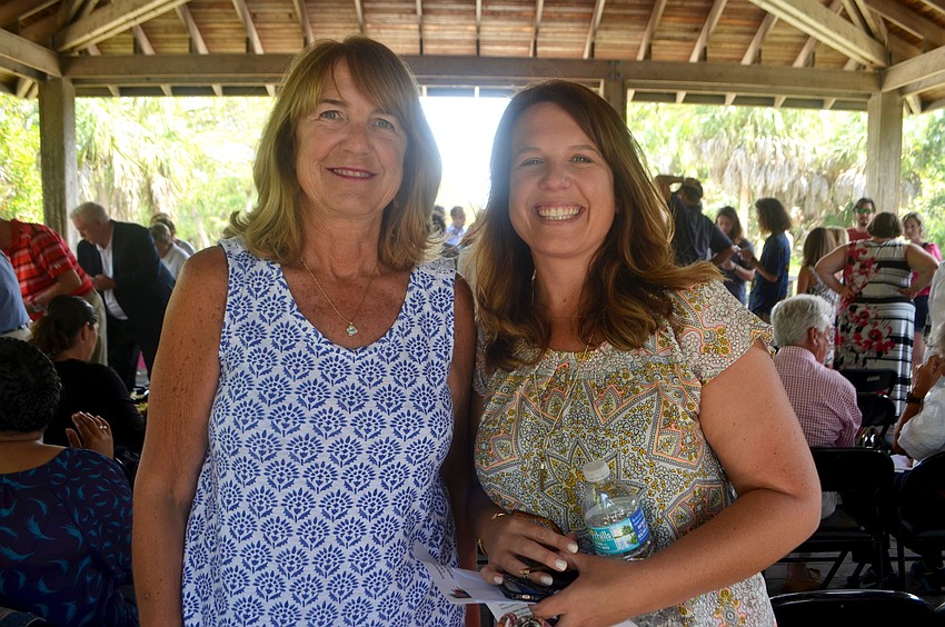 Janet Wilkins and Stacy Cummings, a teacher at Bayshore High School