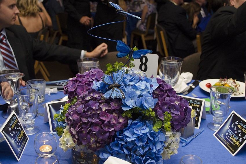 Organizers adorned the ballroom with blue hues and butterfly decor for Blue Ties and Butterflies on April 19 at Michael’s On East.