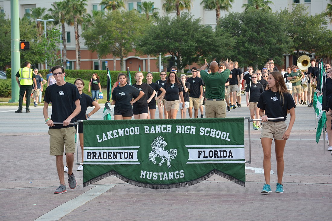 The award-winning Lakewood Ranch High marching band will again perform in the Tribute to Heroes Parade. File photo.
