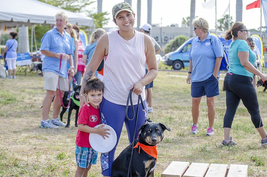 Maximo Mattox, Amanda Rico Mattox with dog Captain