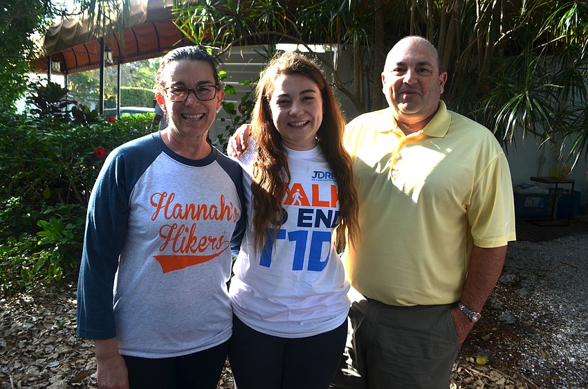 Linda, Hannah and Michael Carlo. Hannah Carlo, who has Type 1 Diabetes, shared her story with the crowd at Euphemia Haye on April 22.