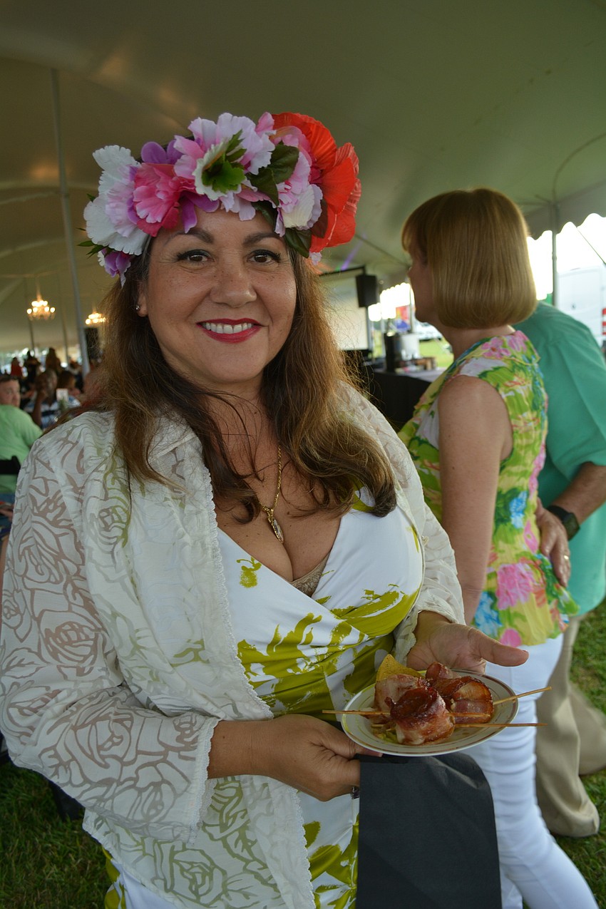 Sharon McFadden, founder of The Jacob Foundation, wears the tropical theme.