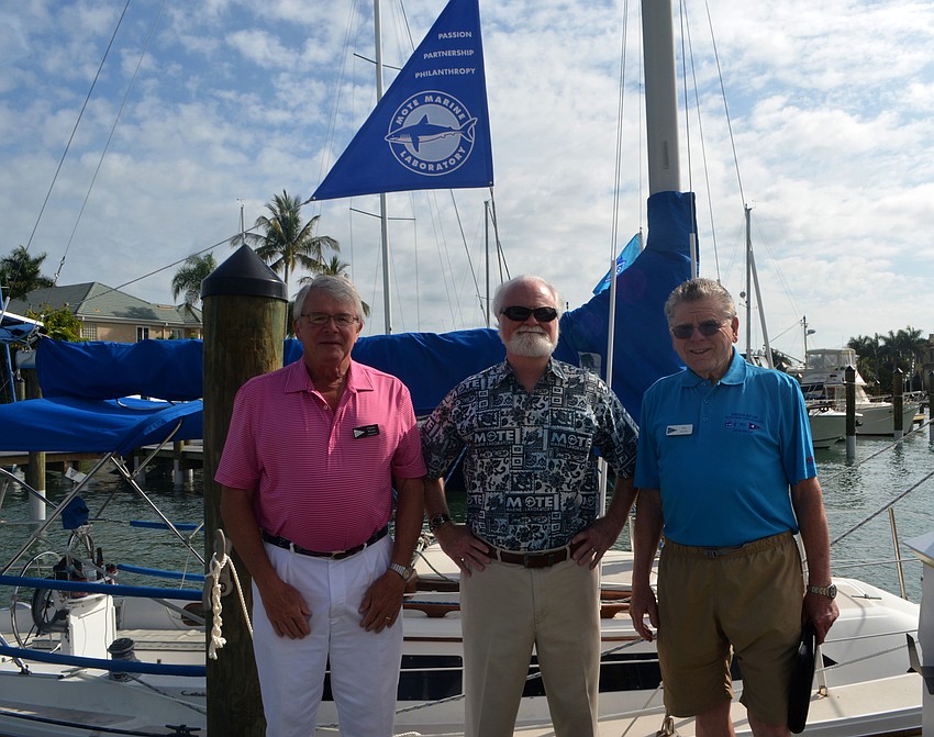Bird Key Yacht Club Commodore Charlie Wilson, Mote Marine Laboratory President and CEO Michael Crosby and race chairman Bill Jacobs