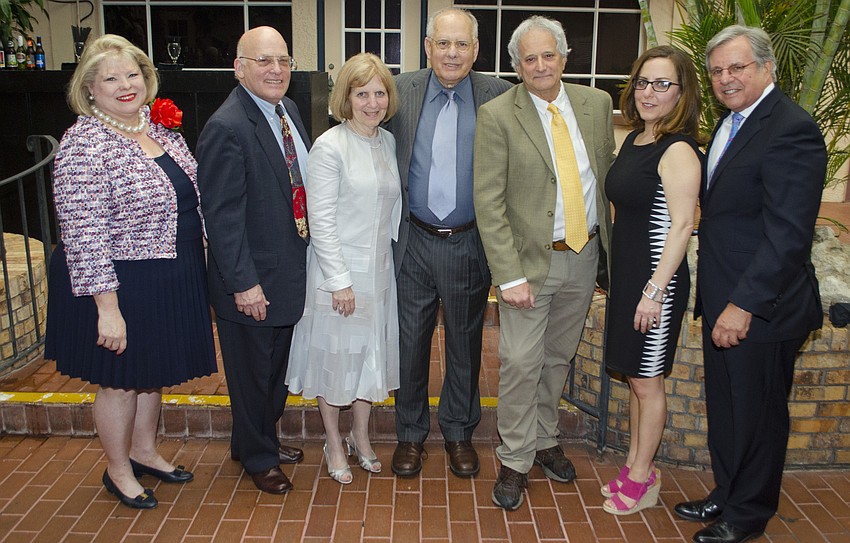 Hermitage Artist Retreat Board Chairwoman Debbi Benedict, Bill And Joan Greenfield, Tony Bannon, honoree David Burnett, Jill Greenfield Feldman and Hermitage Artist Retreat Executive Director Bruce Rodgers