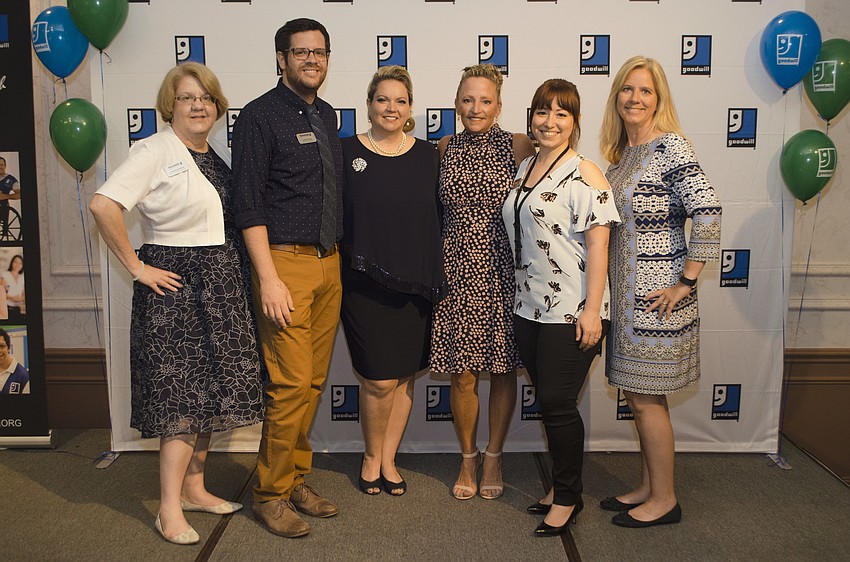 Linda Watterworth, Daniel Hodous, Goodwill Manasota Vice President of Foundation Veronica Brandon Miller, Kelly Gardner, Sam Valentin and Lou Ann Linn
