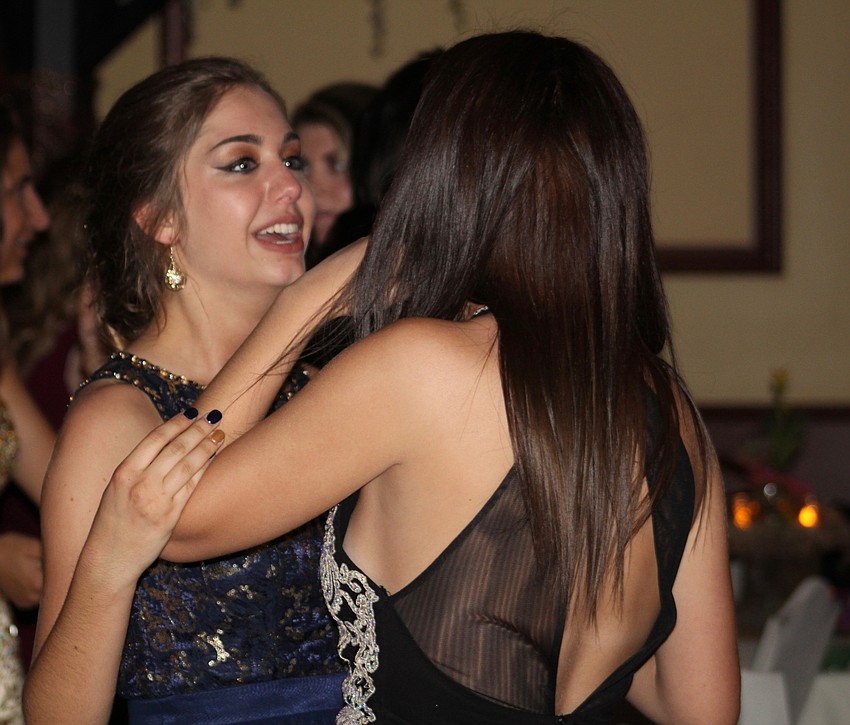 Braden River High School juniors Gabby Alfonso and Cierra Galbraith excited to see each other at prom.