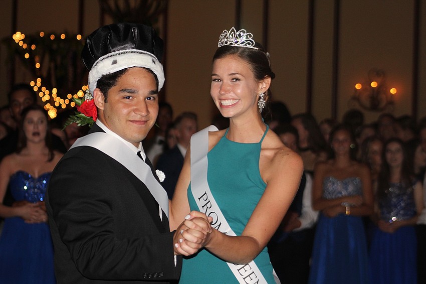 Braden River High School'     s prom king and queen Noah Arce and Emma King share a solo dance.