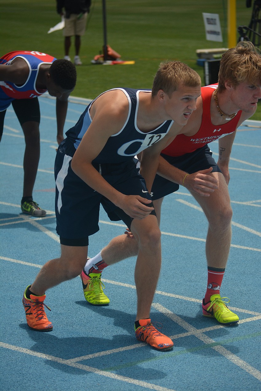 The Out-of-Door Academy'  s Kai Soderberg gets set for the Class 1 800 meter race.