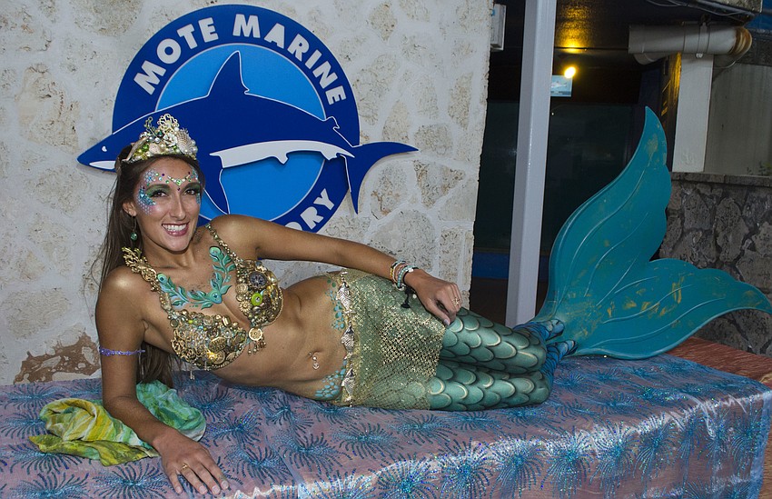 Jaquelyne Assell poses as a mermaid at A Fashionable Gala: Shipwrecked on May 5 at Mote Marine Aquarium & Laboratory.