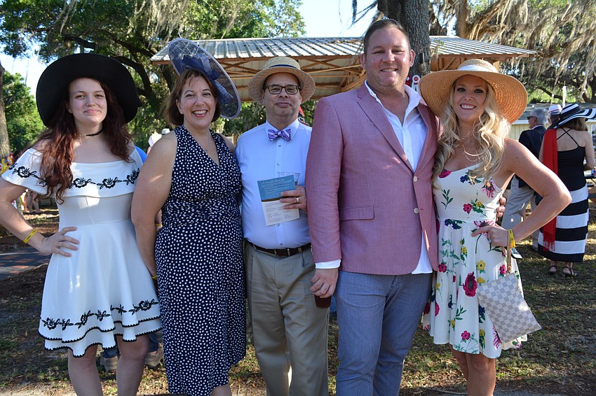 Marin Olmstead, Laura Randall, Richard Spielberg, , Christopher Michiels and Kelly Hughes get ready to watch the race on television.