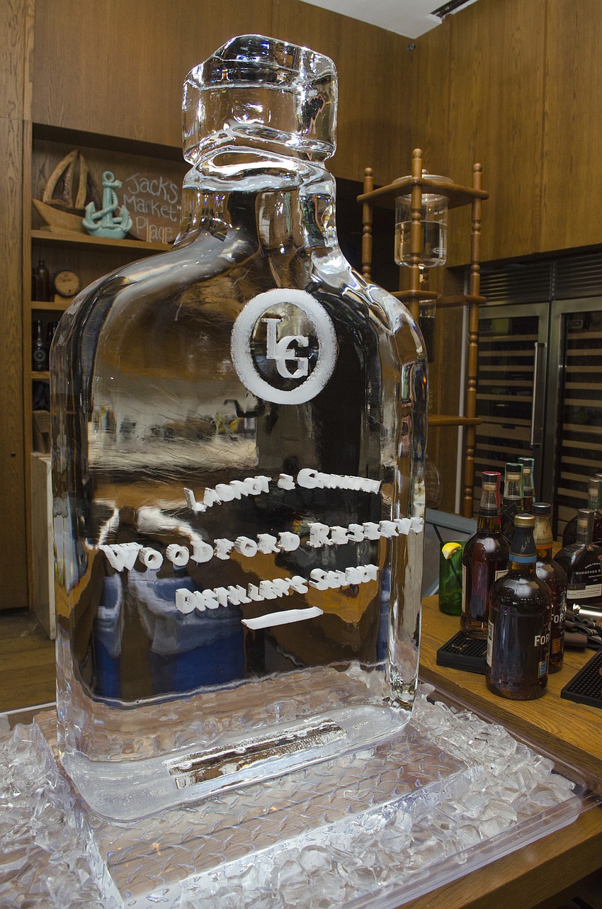 Several Woodford Reserve ice sculptures made for elegant decor at Derby Day on May 6 at Jack Dusty.