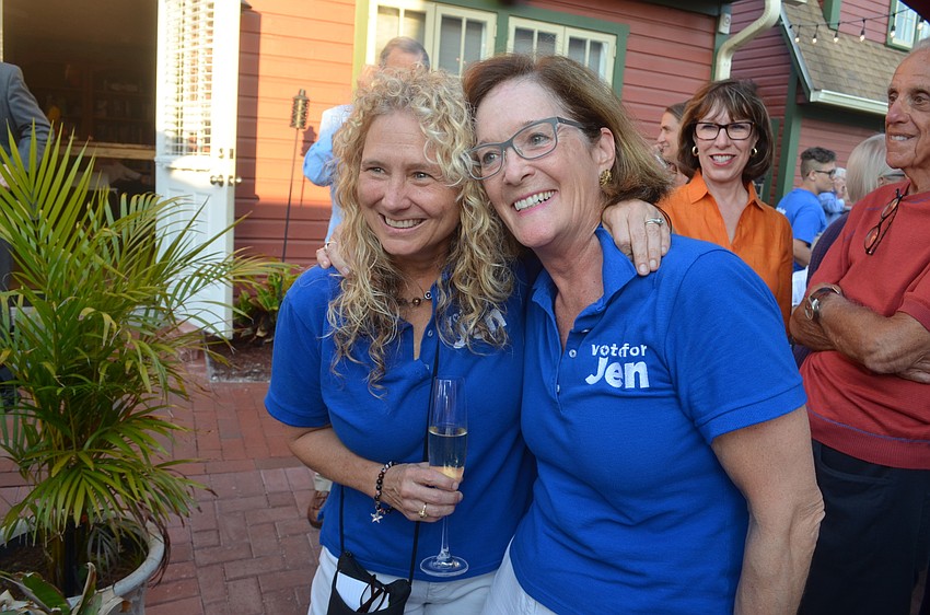 Jen Ahearn-Koch poses with her campaign manager, Kathy Kelley Ohlrich.