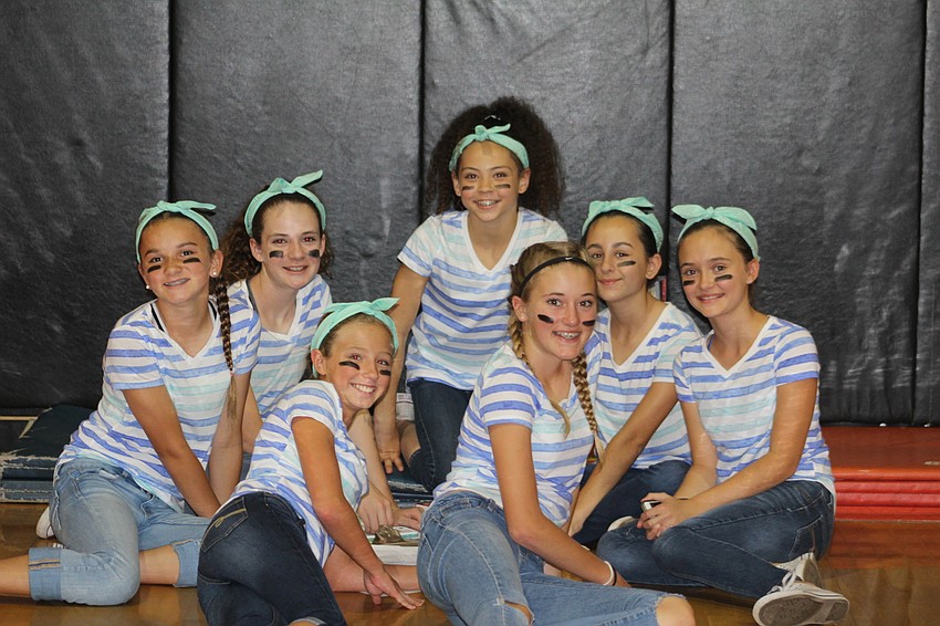 Members of Braden River Middle’s sixth-grade “Stripes” STEAM team. Back: Gabi Madrid, Audrey Cummins, Lilly Lynch, Katia Singh and Devyn Hoff; Front: Brynn Kvederis and Mallory Martin.