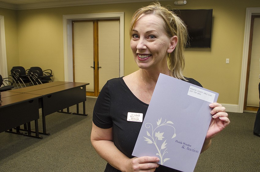 Andi Watson accepted the grant awarded to Manatee County Girls Club — Just for Girls on May 11 at Community Foundation of Sarasota County.