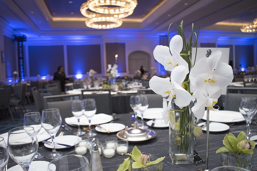 The ballroom was adorned with white orchids at the Dick Vitale Gala on May 12 at The Ritz-Carlton, Sarasota.