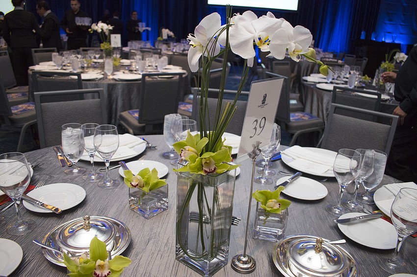 The ballroom was adorned with white orchids at the Dick Vitale Gala on May 12 at The Ritz-Carlton, Sarasota.
