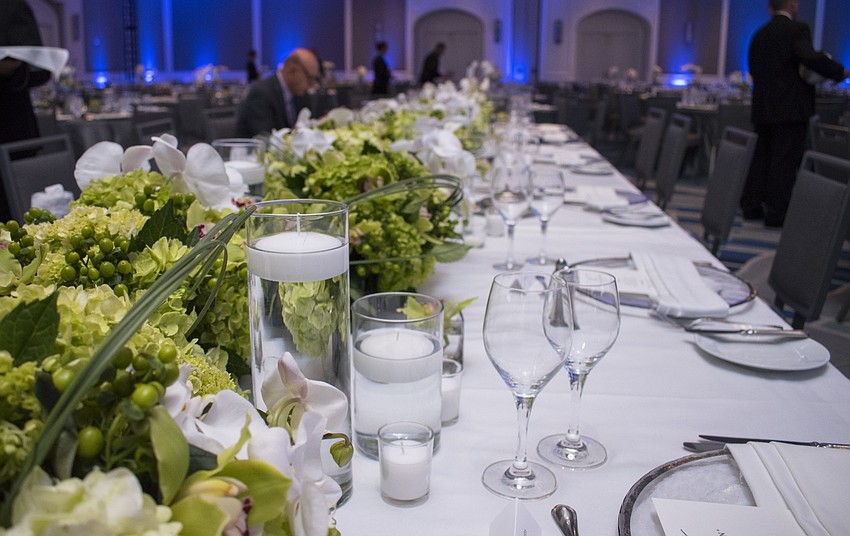 The ballroom was adorned with white orchids at the Dick Vitale Gala on May 12 at The Ritz-Carlton, Sarasota.