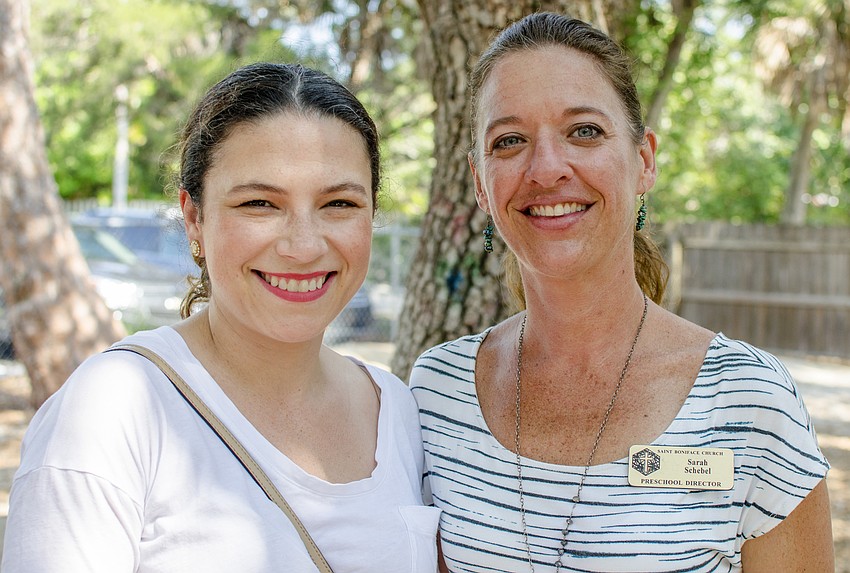 Caroline Ulvert and St. Boniface Preschool Director Sarah Schebel