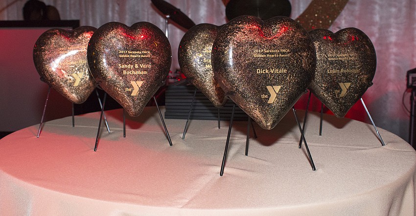 Honorees were given heart-shaped awards at Golden Hearts: A Celebration of Philanthropy on May 13 at Michael’s On East.