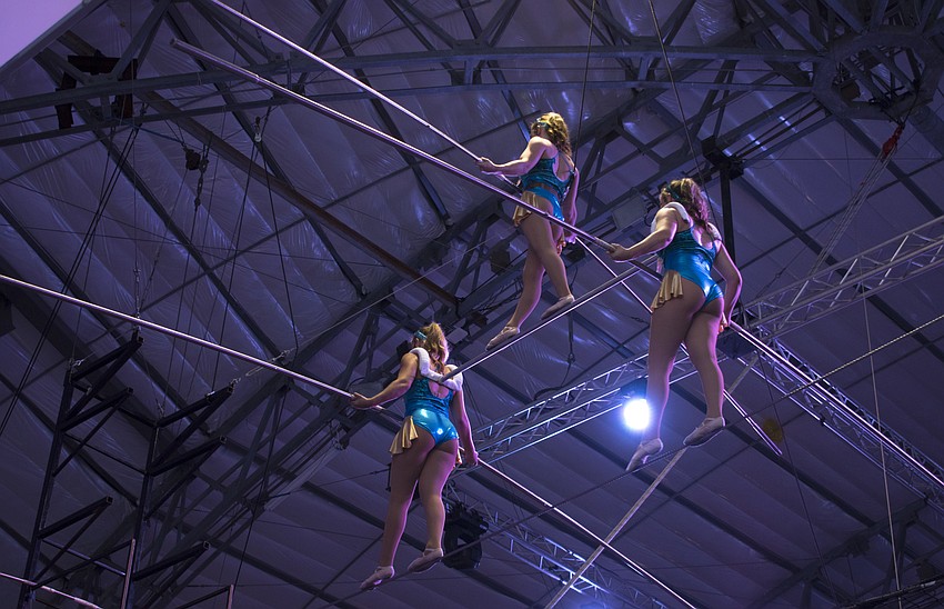 Sailor Circus students perform a highwire routine at La Cirque Appetit on May 16 at Sailor Circus Arena.