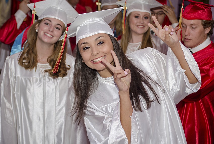 Kristina Amato poses before walking into the auditorium at the Van Wezel Performing Arts Hall.