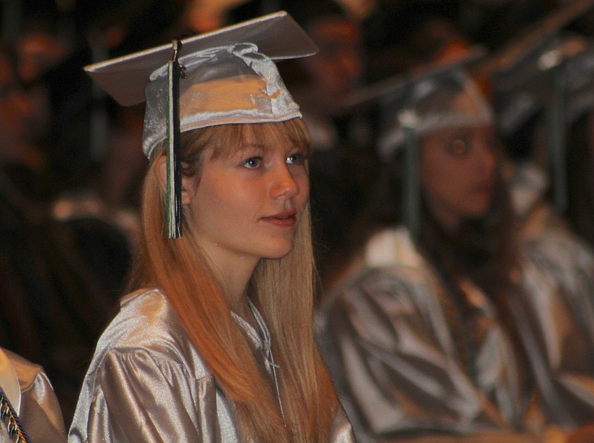 Lakewood Ranch High School graduate Julia Franck watches her fellow classmates walk across the stage during the graduation ceremony.