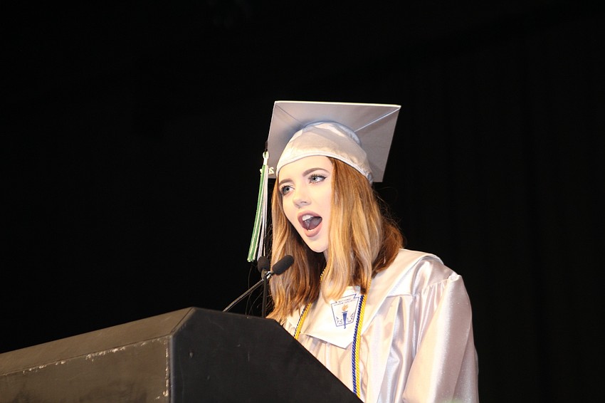 Lakewood Ranch High School graduate Ashton Groover delivers her commencement speech.