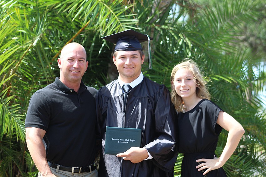 East County'  s Tim Luke, Lakewood Ranch High School graduate Tanner Luke and Taryn Luke celebrate after the ceremony.