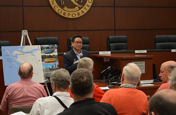 Frank Domingo of Santec, FDOT'    s consulting company, explains how the study of barrier island traffic will work.
