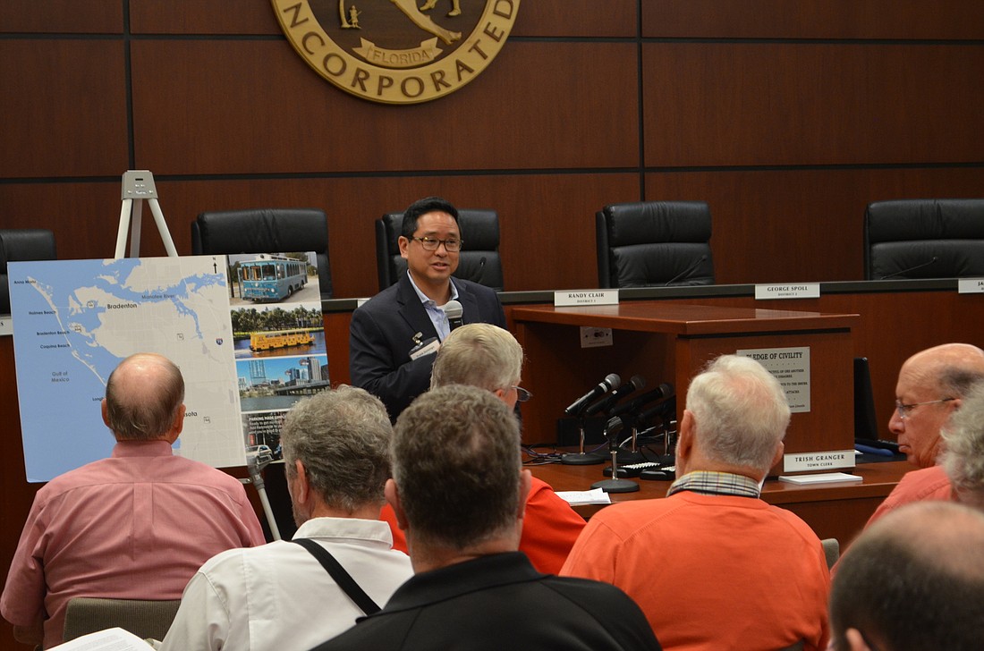 Frank Domingo of Santec, FDOT&#39;    s consulting company, explains how the study of barrier island traffic will work.