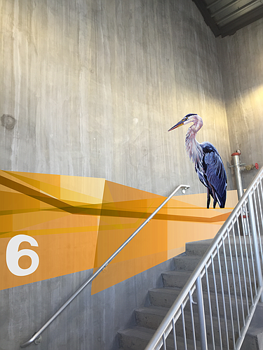 Mark Krucke&#39;  s art proposal used sea animals as the basis for a wayfinding system at the State Street parking garage.