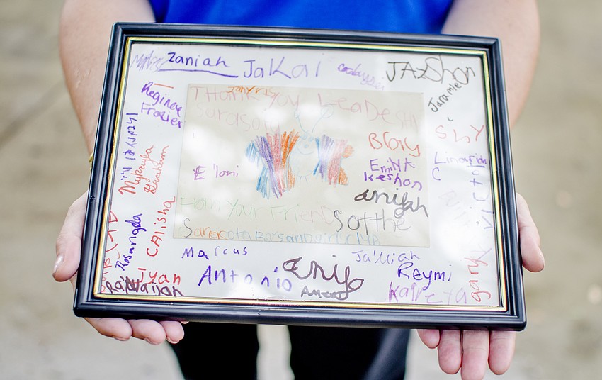 Children from the Boys and Girls Club made a thank you card for Leadership Sarasota County participants.