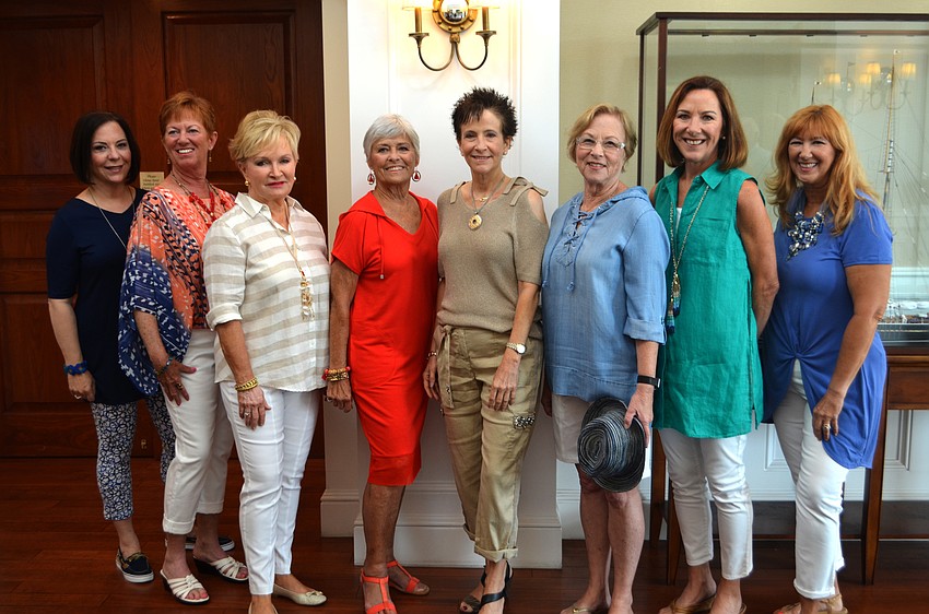 Style show models Eve Kanoff, Carol Patulo, Barbara Gardner, Judy Reed, Michele Fischman, Chris Thomas, Lisa Adams and Susan Pinzino