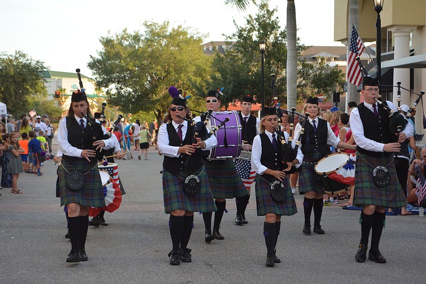 The Blue Skye Pipes and Drum had the honor of being the last entrant in the parade.
