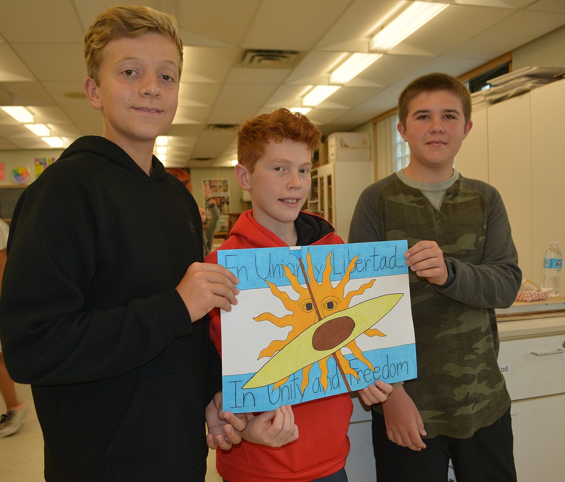 Aiden Shea, Hunter Malley and Collin Barrett collaborated on the artwork that will represent Braden River at the 2017 World Rowing Championships.
