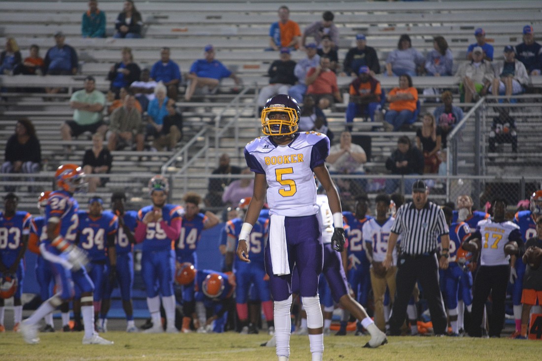 Arthur Brantley, pictured playing at Booker last season, will lead Riverview&#39;     s offense in the fall.
