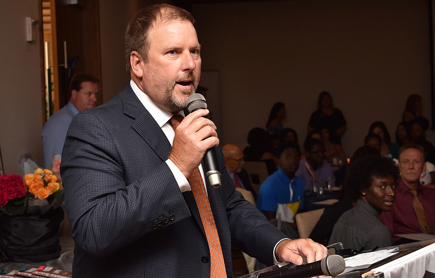 Take Stock in Children Board Chairman Scott Atkins addresses the crowd during Celebration of Hope on May 31 at The Francis.