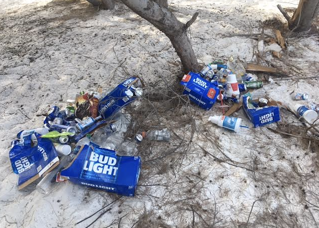 North end residents say excessive alcohol consumption and littering are growing problems on Greer Island. (Photo provided by Maureen Merrigan)