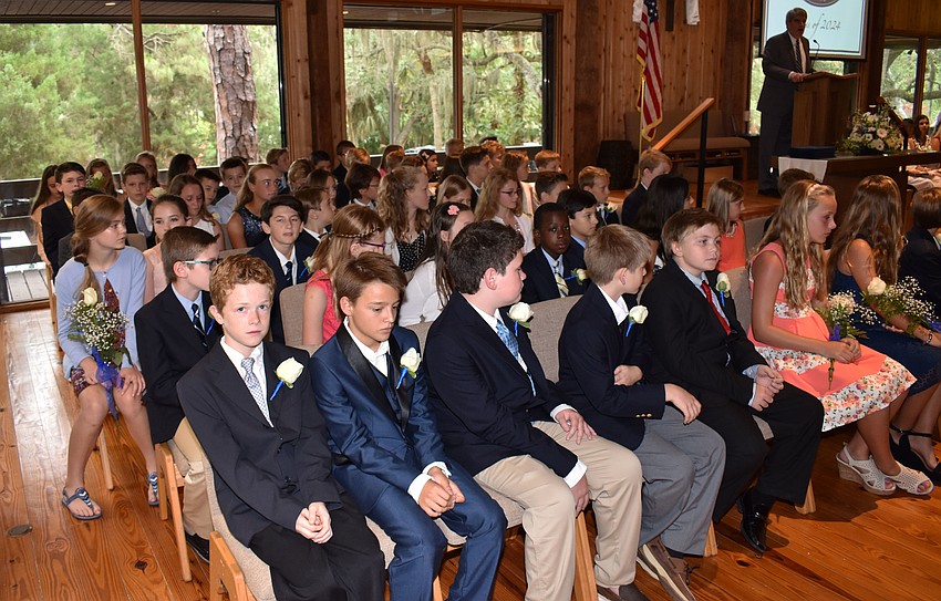 The fifth graders await the ceremony to begin at the Out-of-Door Academy Lower School Graduation on June 2 at Siesta Key Chapel.