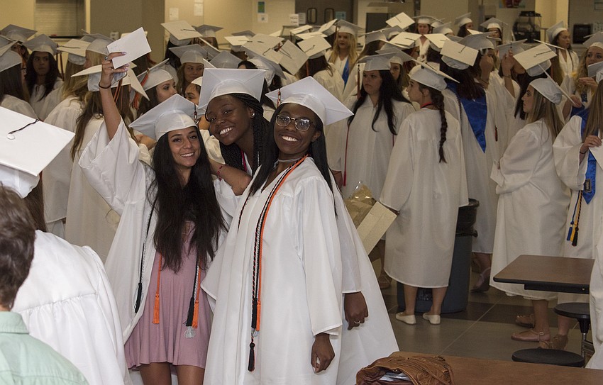 Students waited for the signal to line up in the cafeteria before graduation began on June 2 at Sarasota High School.