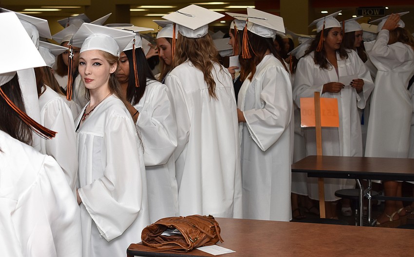 Students waited for the signal to line up in the cafeteria before graduation began on June 2 at Sarasota High School.