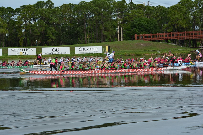 Survivor in Sync'        s No. 3 boat can'        t quite finish strong enough to finish in the top three of its first heat.