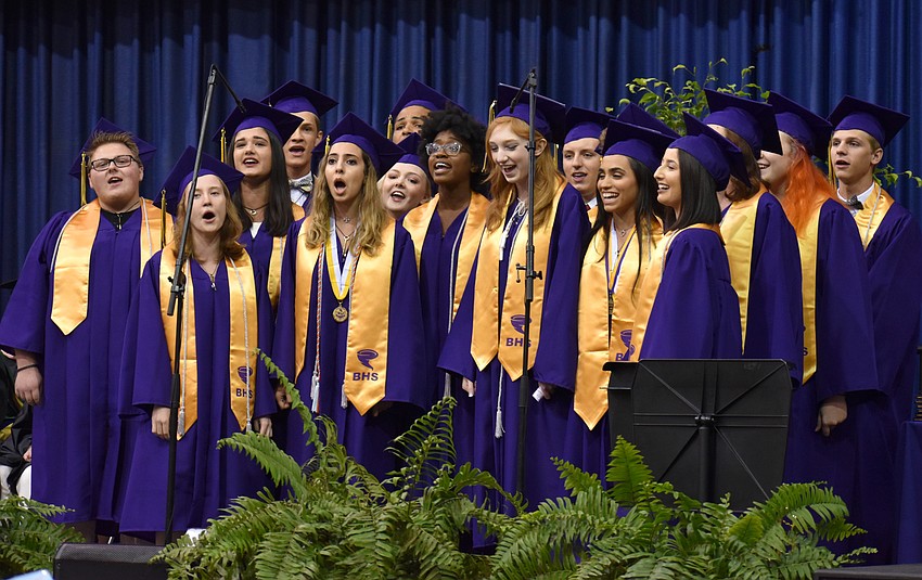 VPA Theatre Seniors perform during the Booker High School Graduation on June 3 at Robarts Arena.